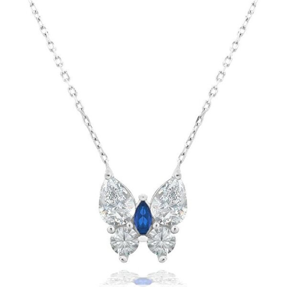 Brezza Lusso Safir Işıltılı Diamond Sevgi Kelebeği Kadın Gümüş Kolye Gümüş Kolye Fiyatı