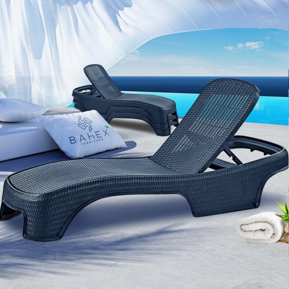 Brezza Royal Rattan Şezlong 4 Adet 2536 Lüx Havuz & Plaj Şezlongu 3 Kademeli Katlanır - Antrasit Şezlong Fiyatı