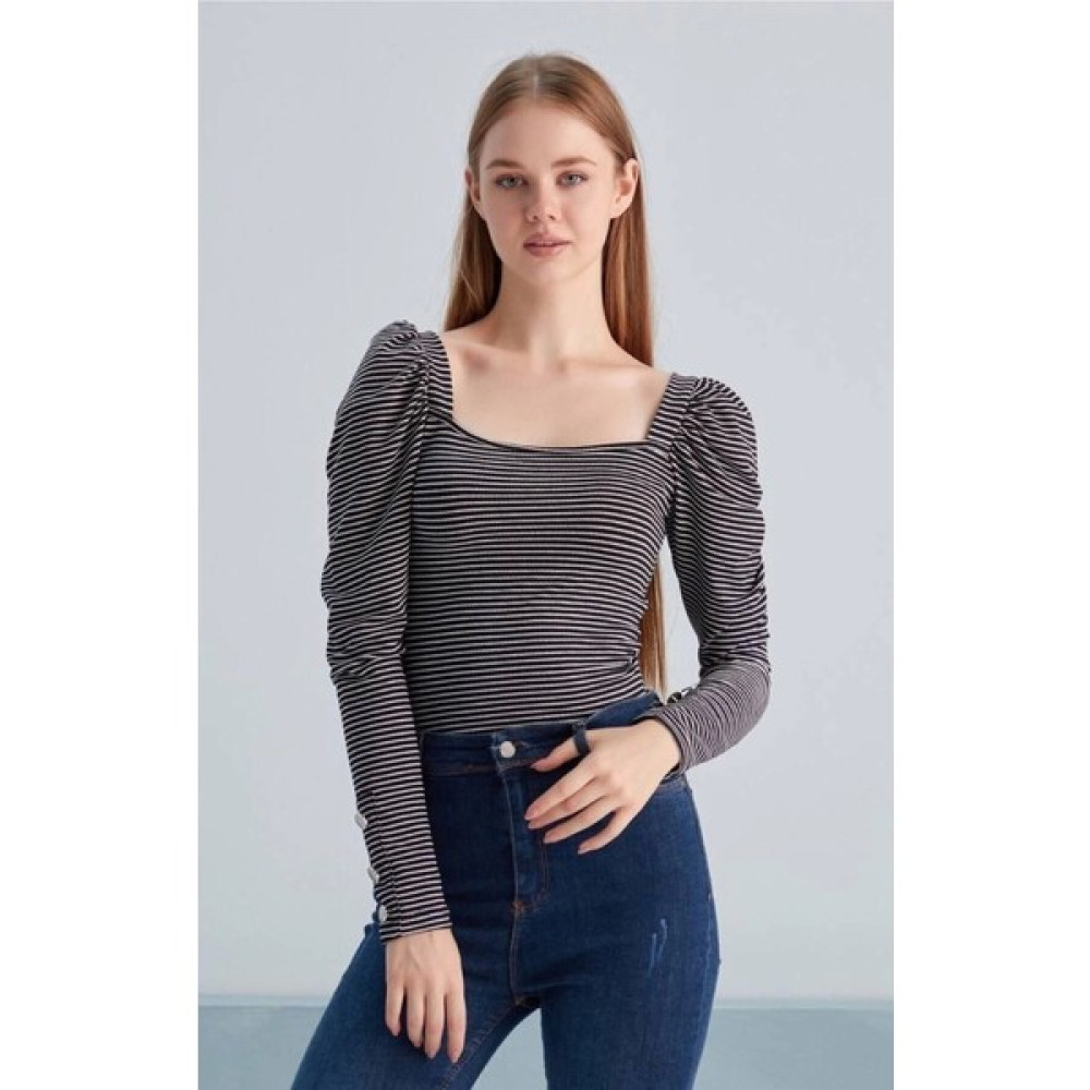 Brg Clothing Kadın Balon Kol Crop Bluz Tam Slim Bluz Fiyatı
