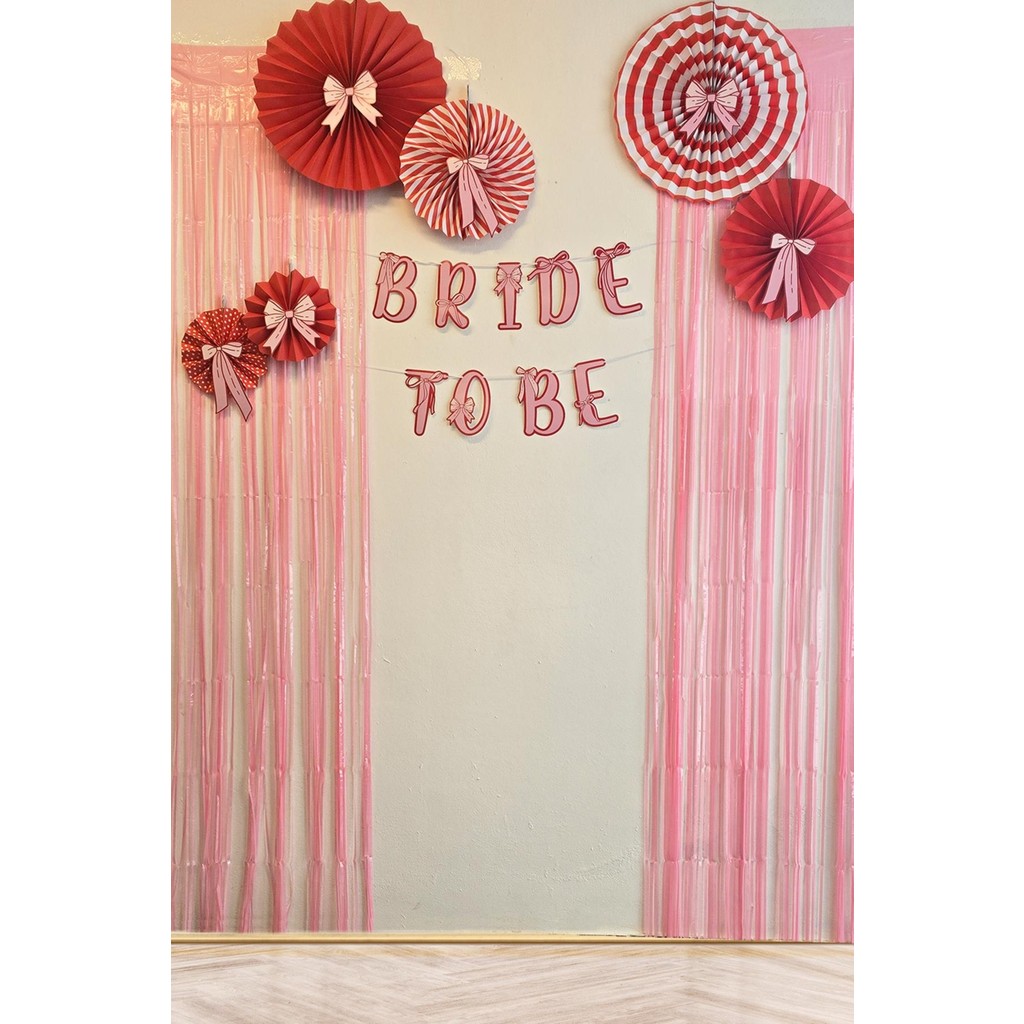 Bride Parti Duvar Süsleme Seti Bride To Be Banner Fiyonk Konsept Pembe Perdeli Parti Seti - 1 Adet - Çok Renkli Perde Fiyatı