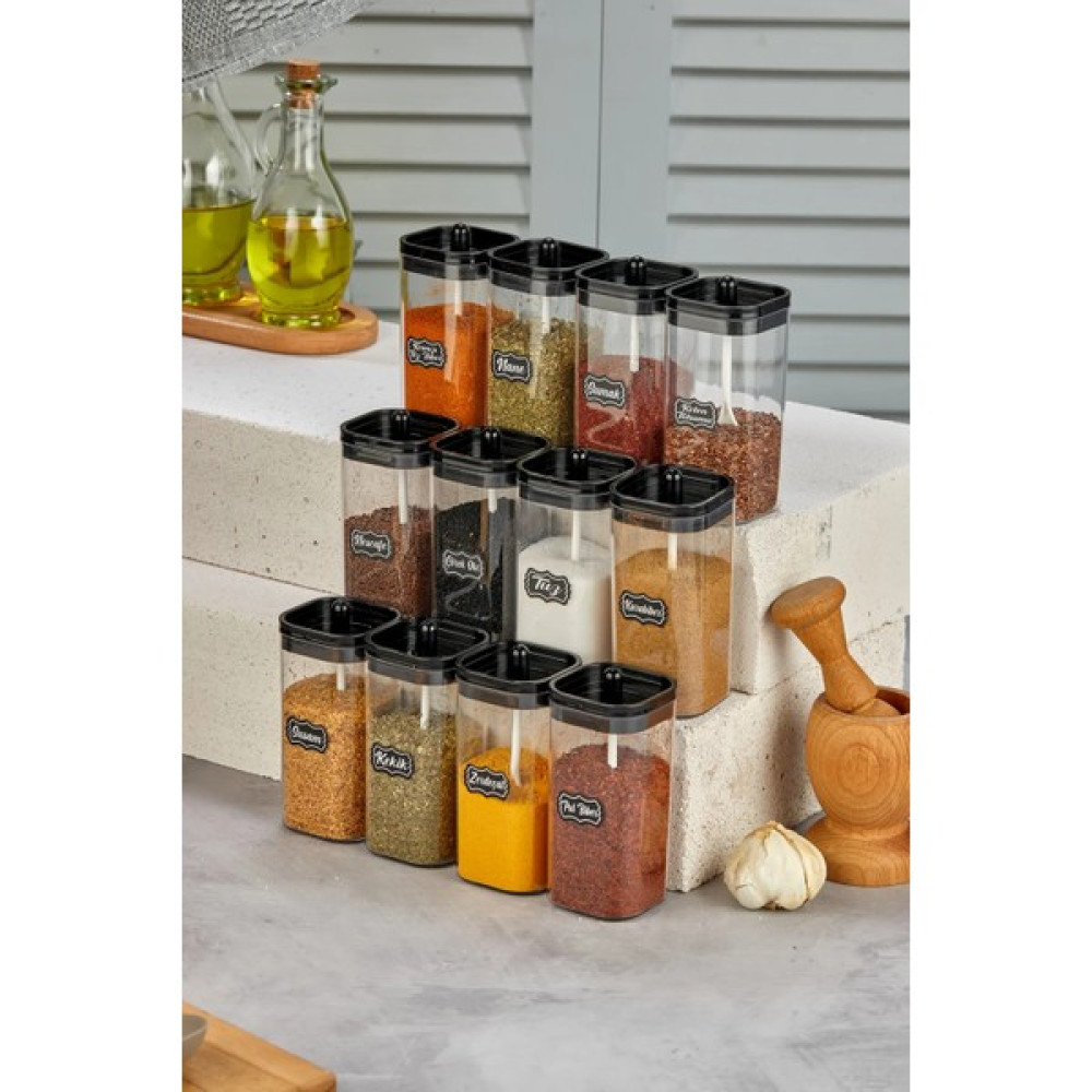 Bright 12'Li 300 Ml Kendinden Kaşıklı Kapak Baharatlık Takımı - Etiket Hediyeli - 300ML Oto Boyaları Fiyatı