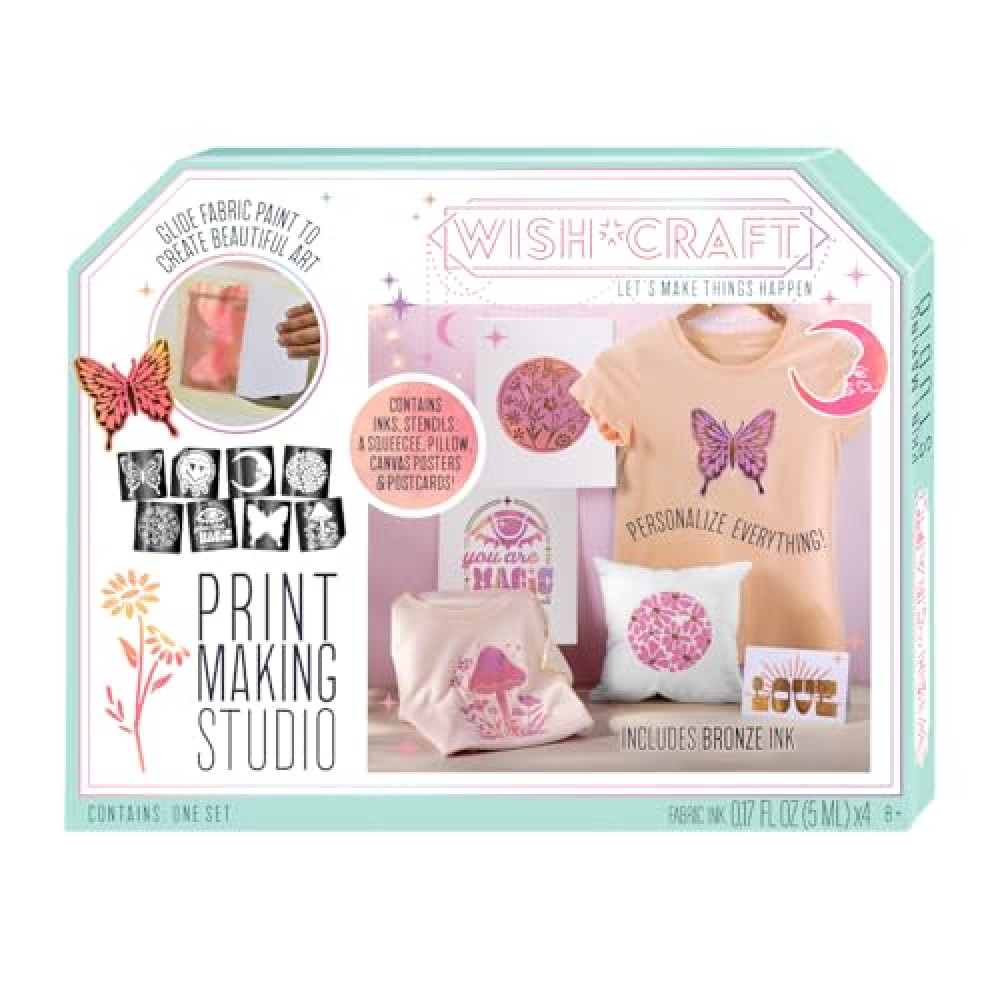 Bright Stripes Wish*Craft Print Studio – Arts and Crafts Kit for Beginners and Seasoned Crafters, Ultimate Crafting Station, Complete DIY Set with Art Supplies to Create Customized Fabric Designs