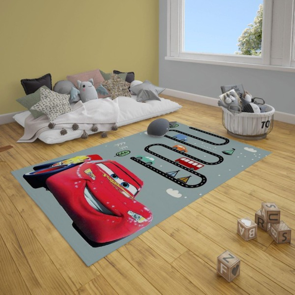 Brilla Home Brillahome Dijital Baskılı Pamuk Taban Yıkanabilir Çocuk Odası Halısı Kırmızı Arabalı Trafik NVH20001177 - 100 x 150 cm - Renkli Bebek Odası Halı Fiyatı