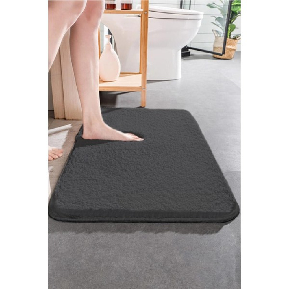 Brilla Home Deri Taban Tekli Post Peluş Banyo Paspası, Kaymaz Taban - Antrasit - 40 x 60 cm Klozet Takımı Fiyatı