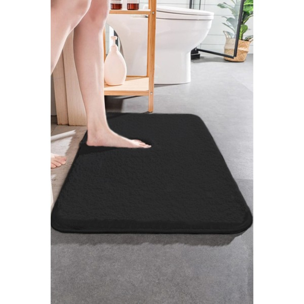 Brilla Home Deri Taban Tekli Post Peluş Banyo Paspası, Kaymaz Taban - Siyah - 40 x 60 cm Klozet Takımı Fiyatı