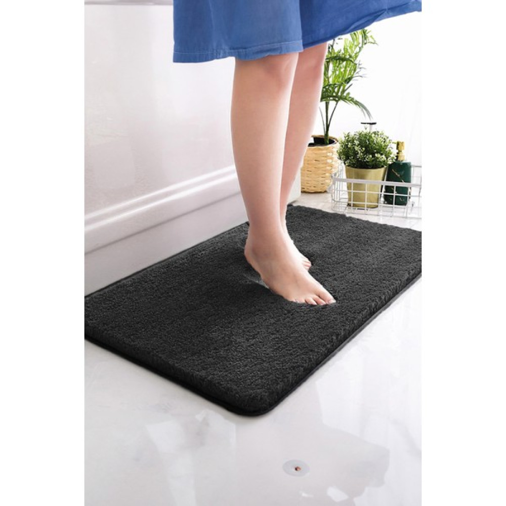 Brilla Home Kaymaz Taban, Tekli Post Peluş Banyo Paspası, Kaymaz Taban 50*80 cm - Siyah - 50x80 cm Klozet Takımı Fiyatı