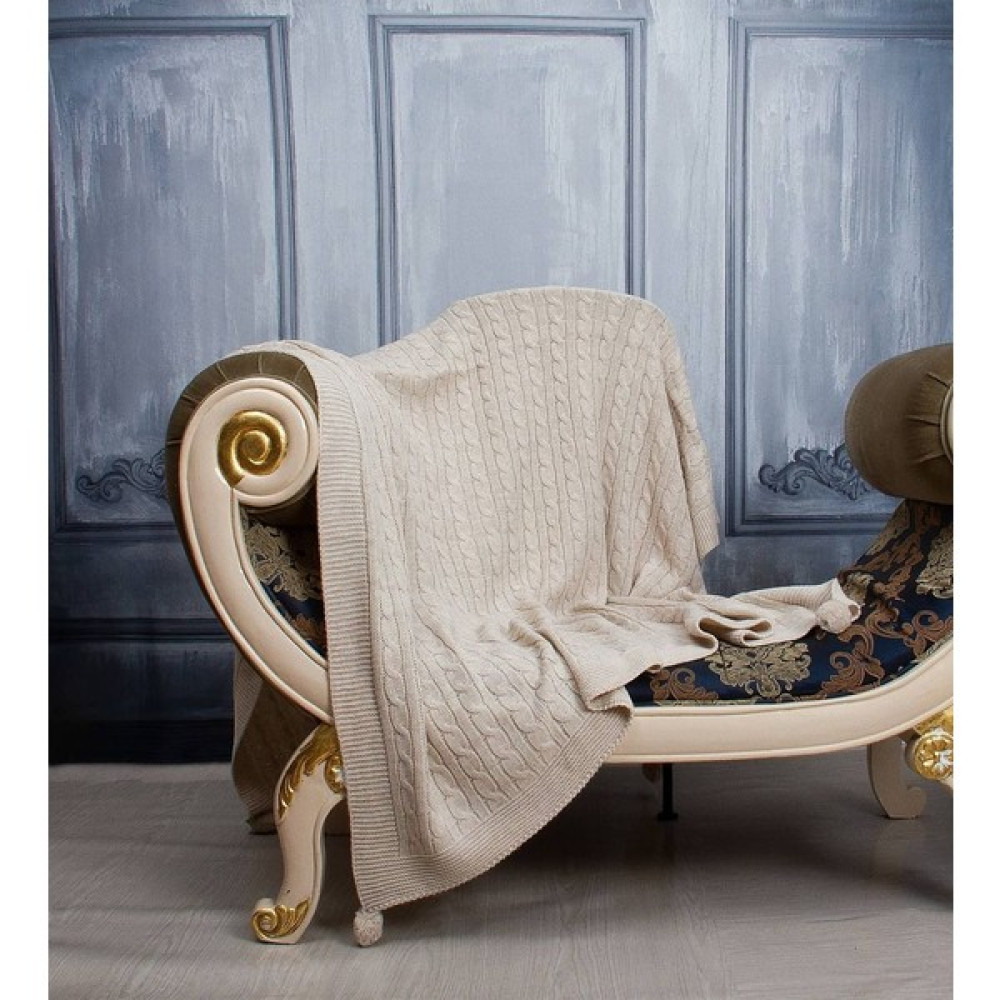Brillant Home Triko Örgülü Tv Battaniyesi -Bacak Şalı, Koltuk Şalı - 130 x 170 cm - Bej Battaniye Fiyatı