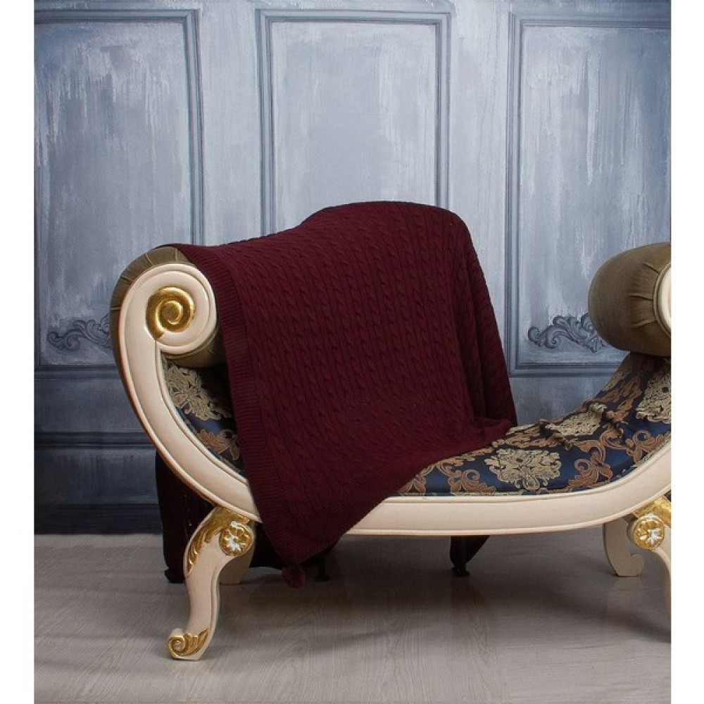 Brillant Home Triko Örgülü Tv Battaniyesi -Bacak Şalı, Koltuk Şalı - 130 x 170 cm - Bordo Battaniye Fiyatı