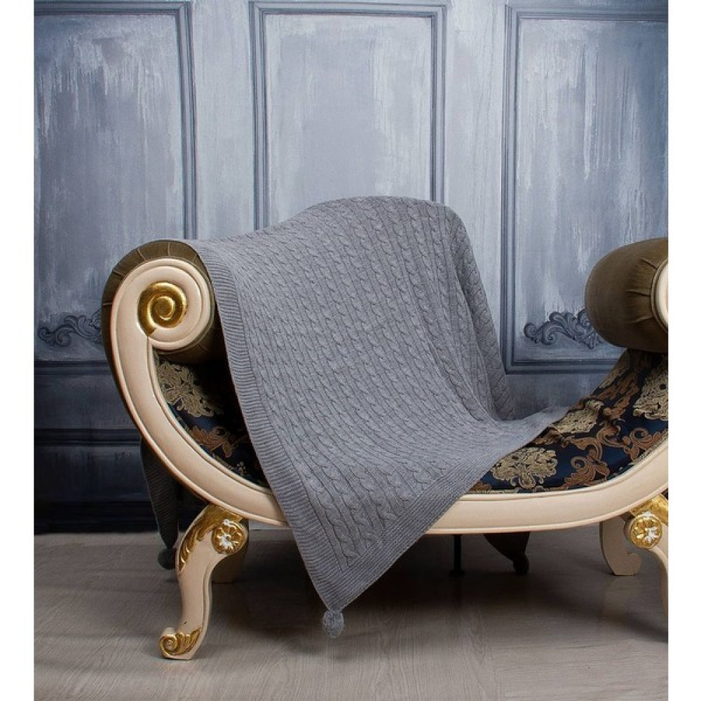 Brillant Home Triko Örgülü Tv Battaniyesi -Bacak Şalı, Koltuk Şalı - 130 x 170 cm - Gri Battaniye Fiyatı