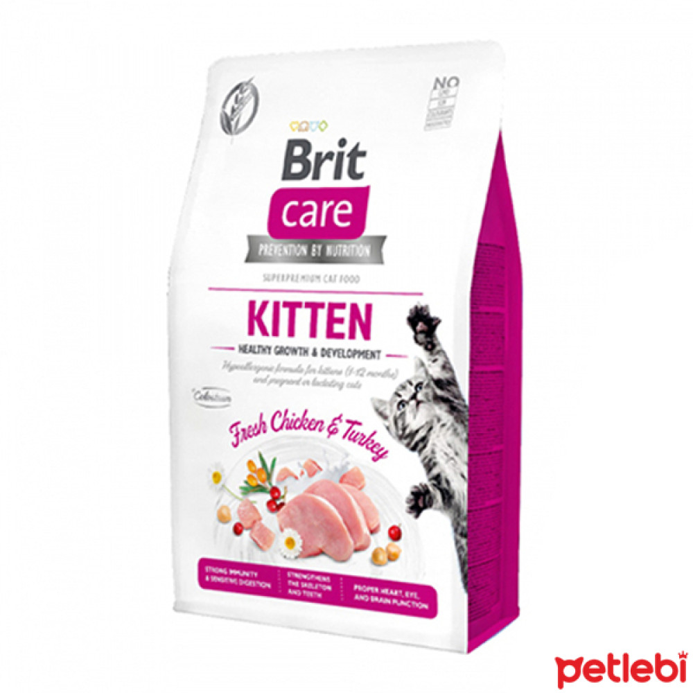 Brit Care Hypo-Allergenic Sağlıklı Büyüme için Tavuklu ve Hindili Tahılsız Yavru Kedi Maması 2kg Evcil Hayvan Ürünleri Fiyatı