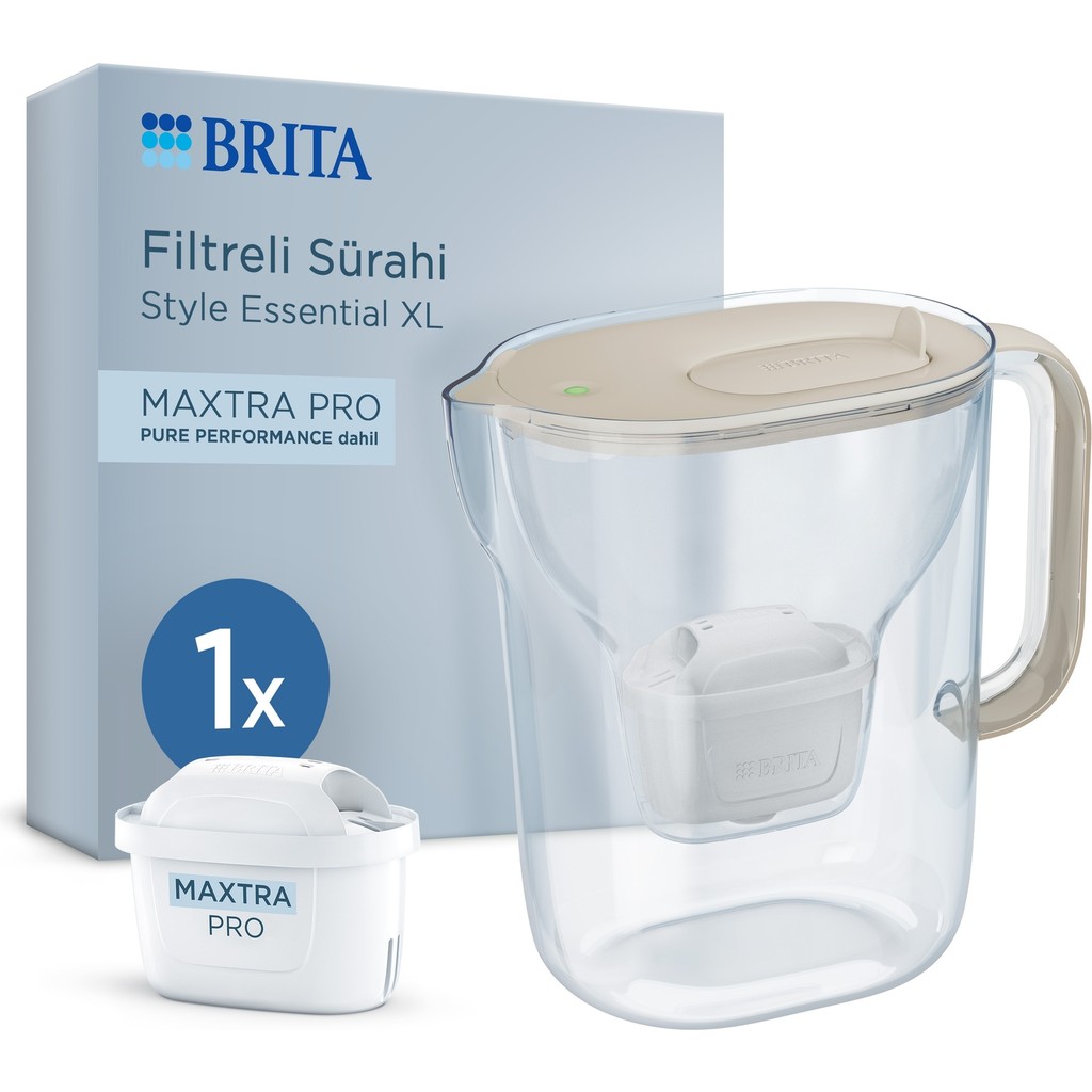 BRITA Brıta Style Essential Xl 1 x Maxtra Pro Pure Performance Filtreli Su Arıtma Sürahisi – Kum Beji (3,6l) - Bej - 3,6 lt Sürahi Fiyatı