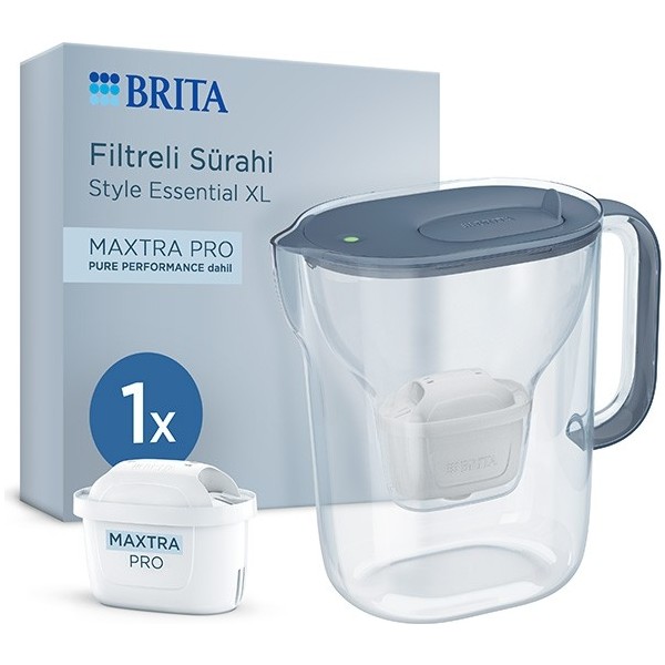 BRITA Brıta Style Essential Xl 1 x Maxtra Pro Pure Performance Filtreli Su Arıtma Sürahisi – Taş Mavisi (3,6l) - Mavi - 3,6 lt Sürahi Fiyatı