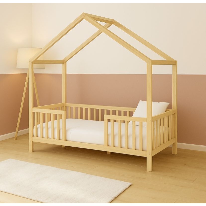 BRK Design Montessori Ahşap Çocuk Yatak Çatılı Ayaklı - 90 x 190 cm Diğer Fiyatı