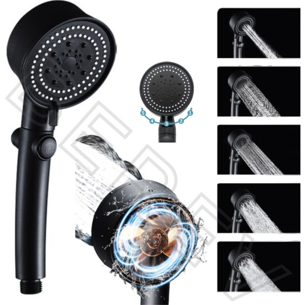 Brkyapı Turbo Fan Pervaneli 5 Fonksiyonlu Star Stop Su Tasarruflu Duş Başlığı Pervaneli Turbo El Duşu Siyah Duş Başlığı Fiyatı