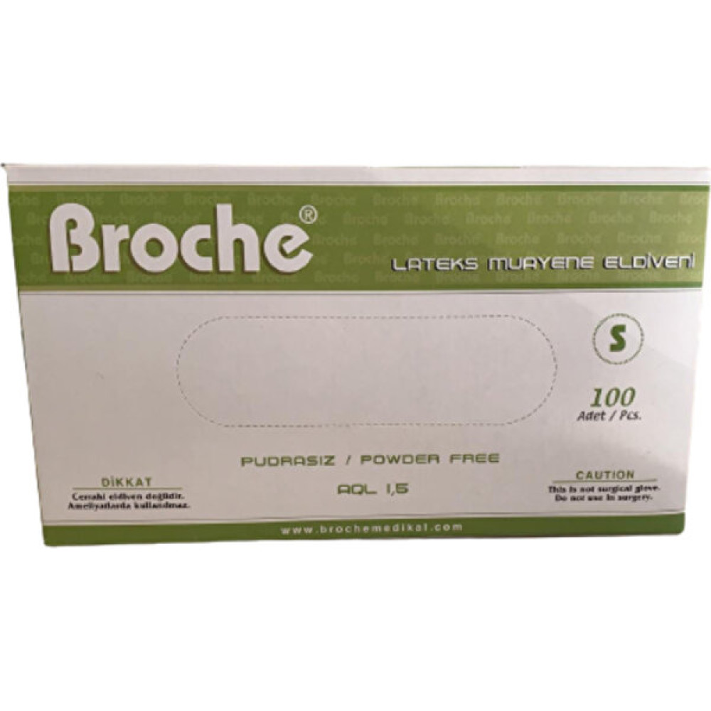 Broche Pudrasız Lateks Eldiven 100'LÜ Paket (Small) - Beyaz - S Temizlik Malzemeleri Fiyatı
