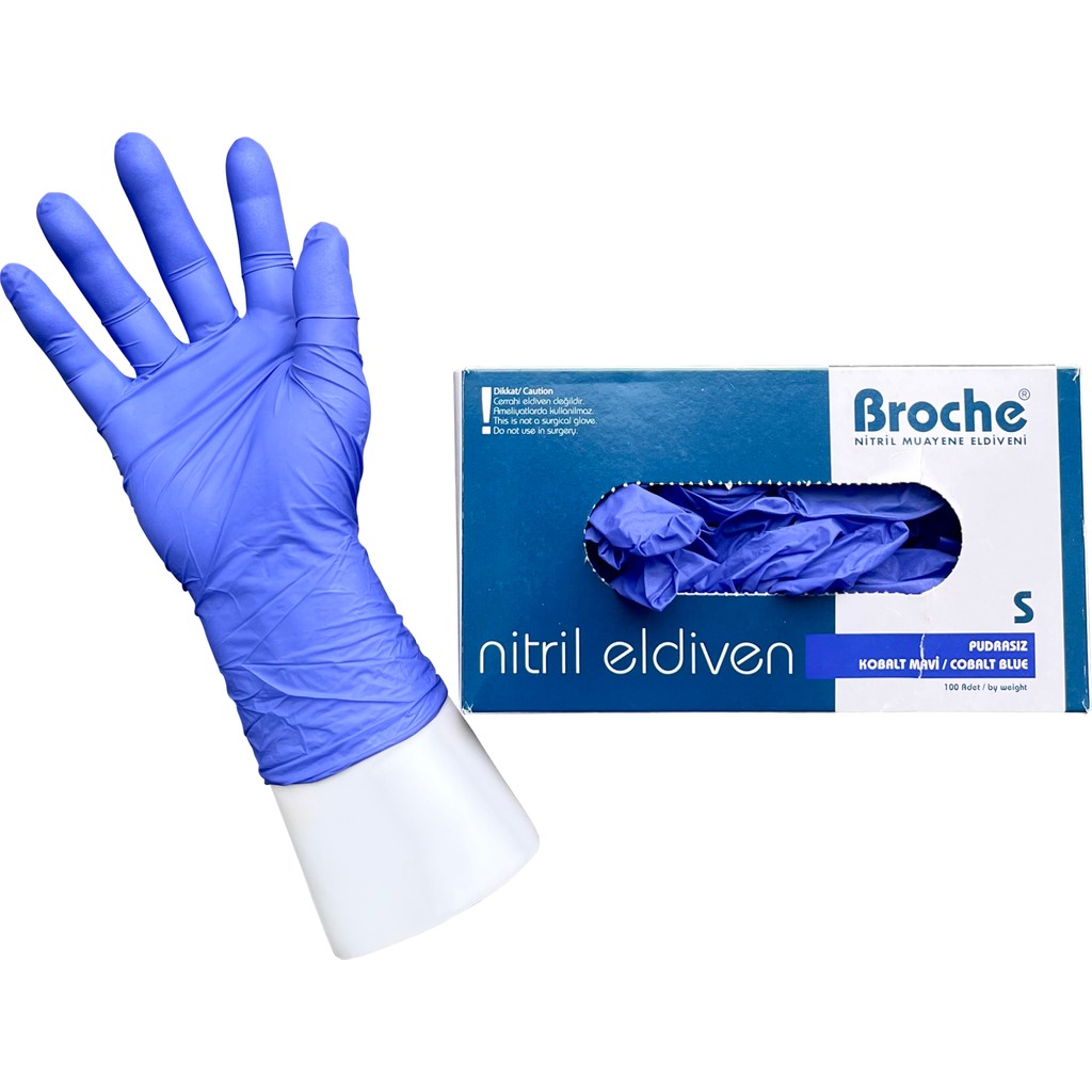 Broche Tek Kullanımlık Pudrasız Nitril Eldiven S Beden Kobalt Mavi 100'LÜ Diğer Fiyatı