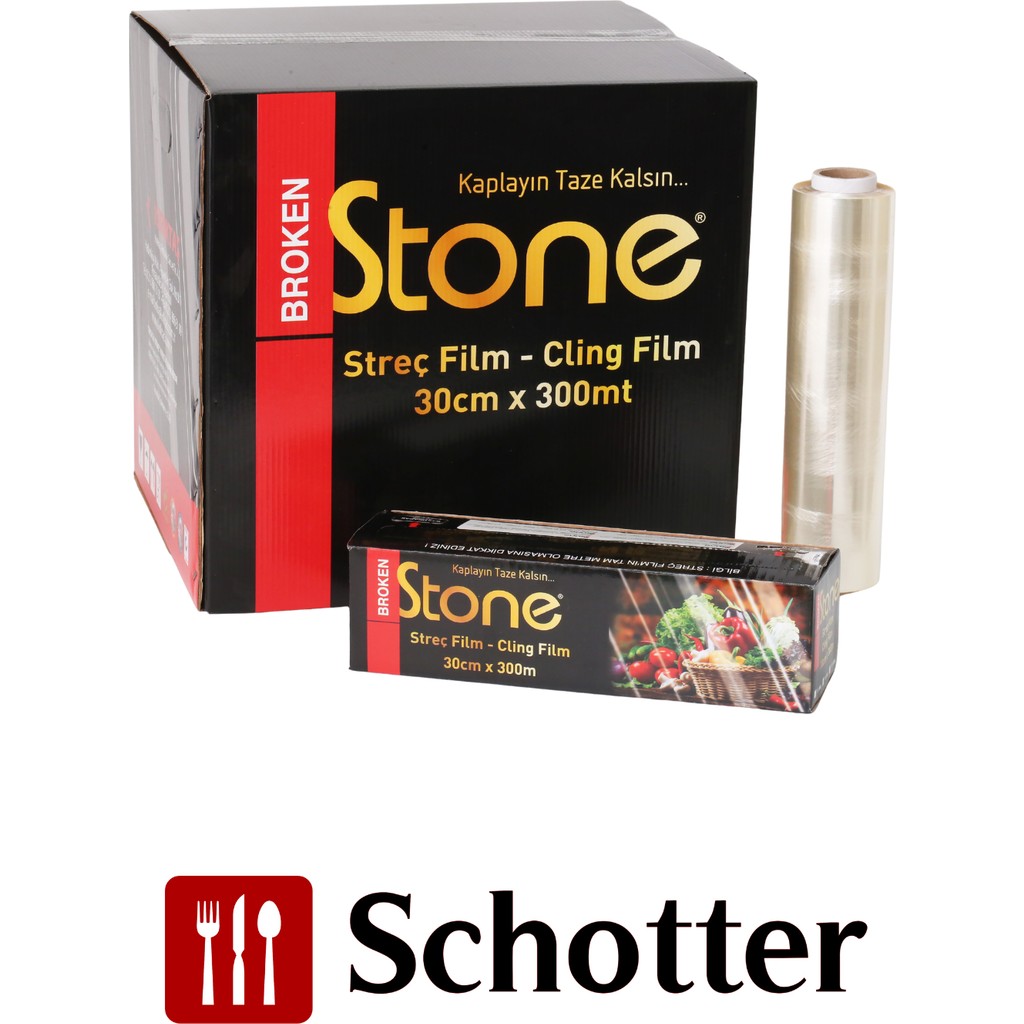 Broken Stone Pvc Gıda Streç Film – 30 cm x 300 M – 8 Mic (16’lı Koli) - 300 METRE Streç Film Fiyatı