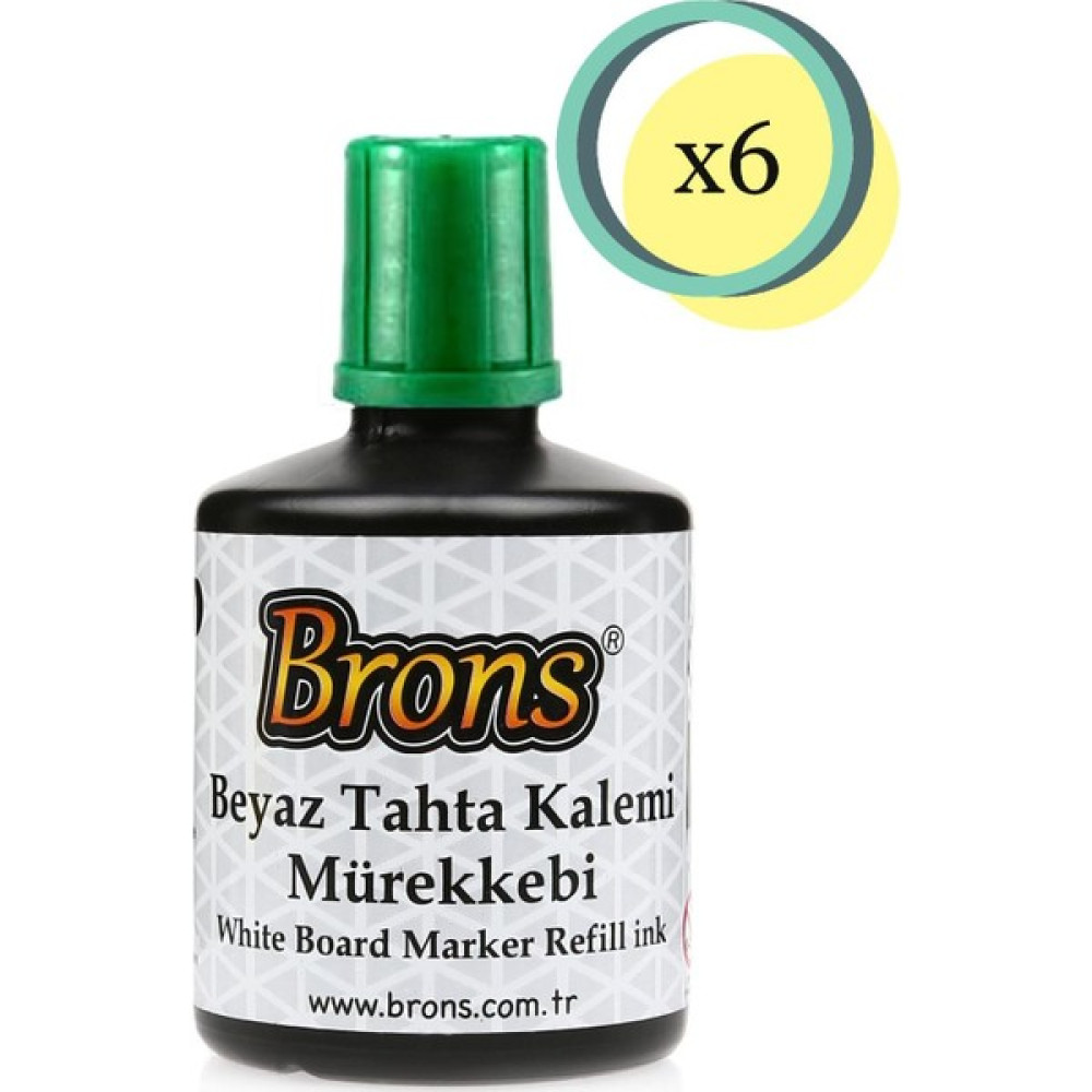 Brons Beyaz Tahta Kalemi Mürekkebi 100 cc 6 Adet Yeşil Kalem Kartuşu & Mürekkebi Fiyatı