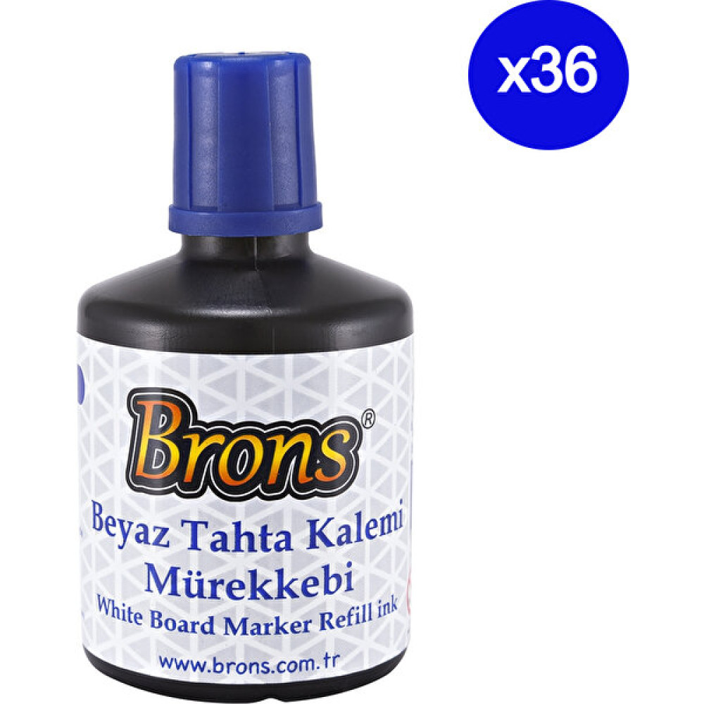 Brons Beyaz Tahta Kalemi Mürekkebi Mavi 100 Cc. BR-354 36 Adet Yazı Tahtası Kalemi Fiyatı