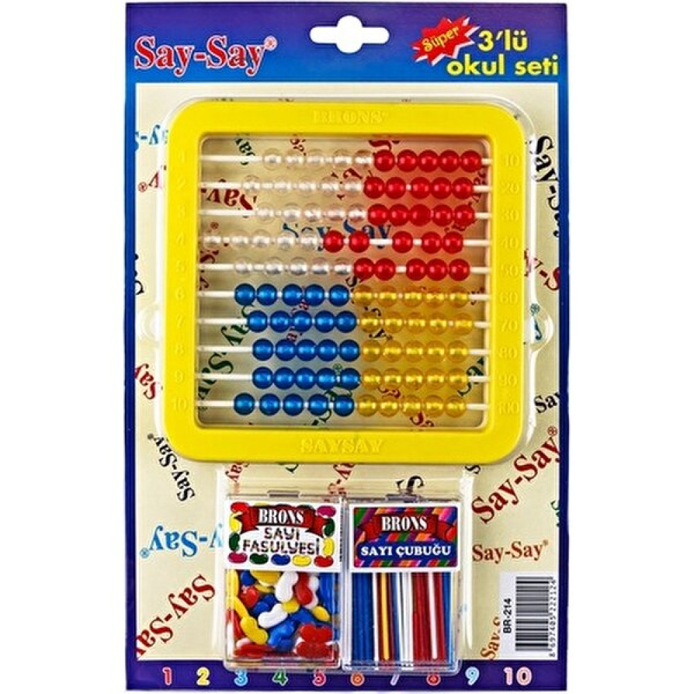 Brons BR-214 Say-Say Büyük Abaküs Set 3'lü Abaküs (Sayı Boncuğu) Fiyatı