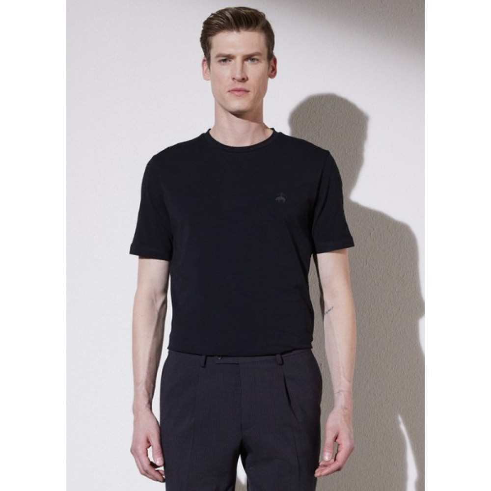 Brooks Brothers Bisiklet Yaka Siyah Erkek T-Shirt BBSP23MTS002 Erkek T-shirt Fiyatı