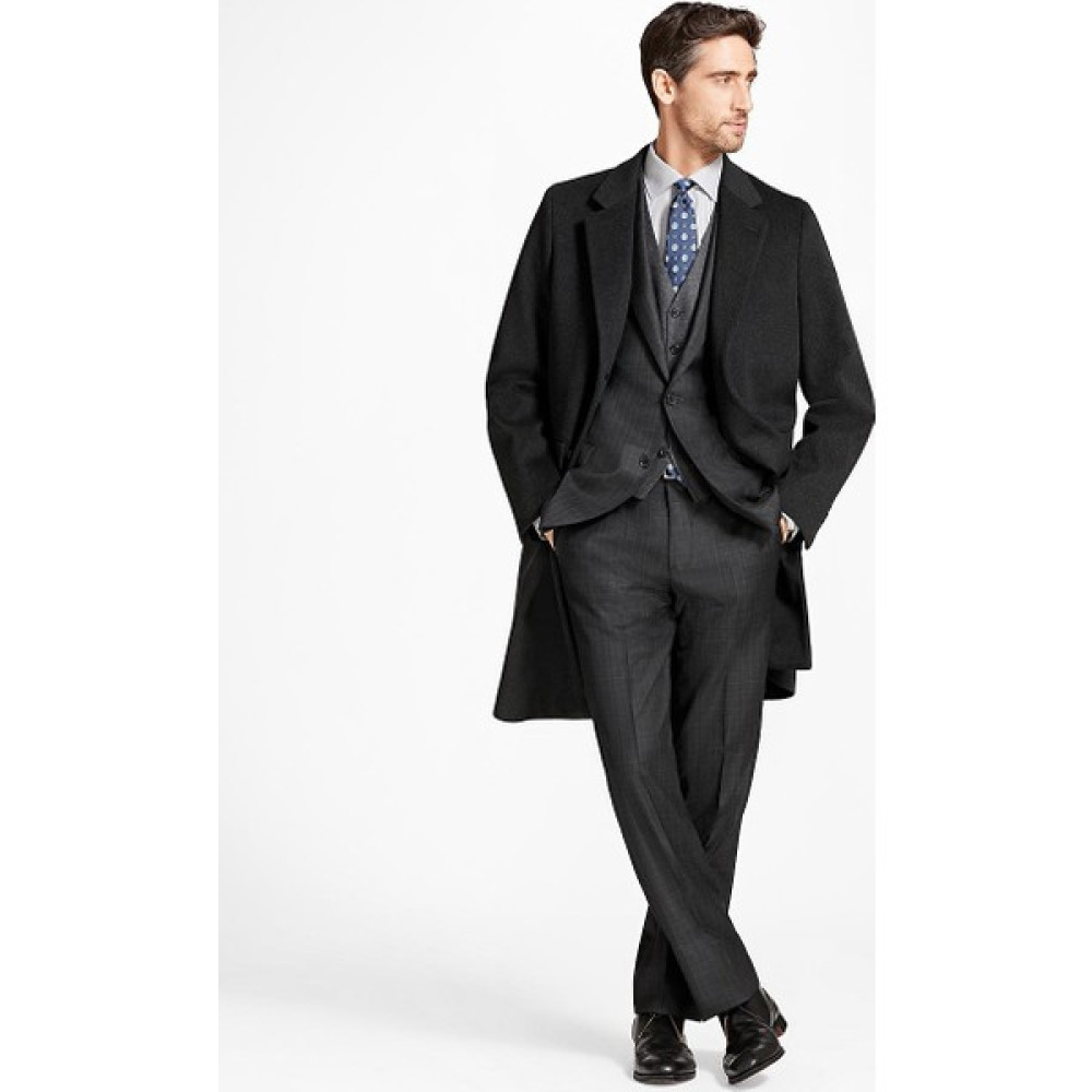Brooks Brothers Erkek Koyu Gri Uzun Yün Kaban Erkek Mont Fiyatı