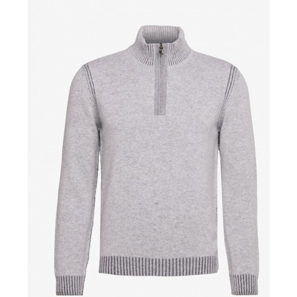 Brooks Brothers Fermuarlı Yaka Standart Gri Erkek Kazak BBFL23MKL002 Erkek Kazak & Süveter & Triko Fiyatı