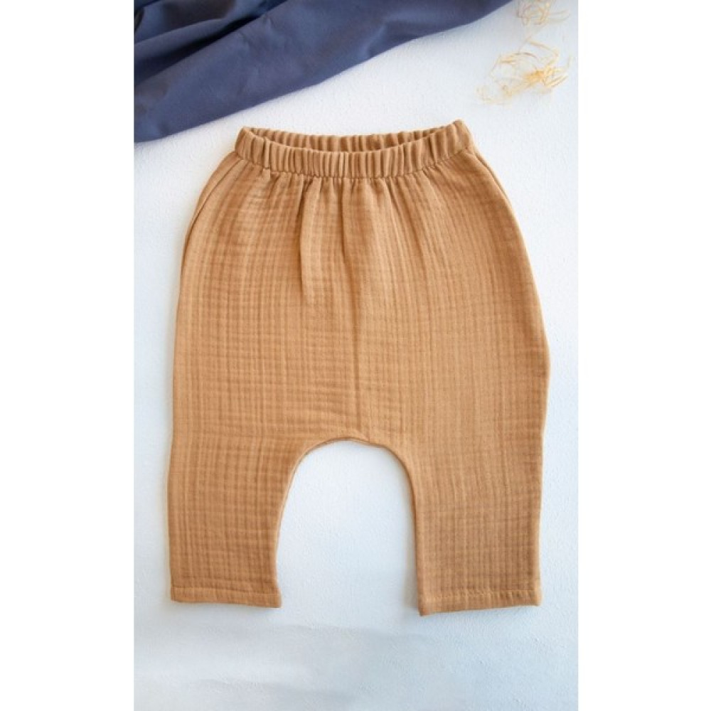 Bross Bebek Müslin Beli Lastikli Şalvar Pantolon Pamuklu BNL-0008_CML Bebek Pantolon Fiyatı