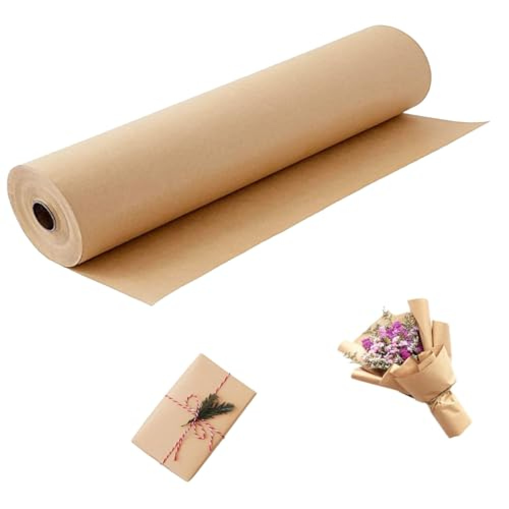 Brown Wrapping Paper Roll 30"x 1200" Craft Packing Paper for Moving Shipping, Gift Wrapping Paper, Bulletin Board Paper, Kraft Paper for Table Covering Poster Paper