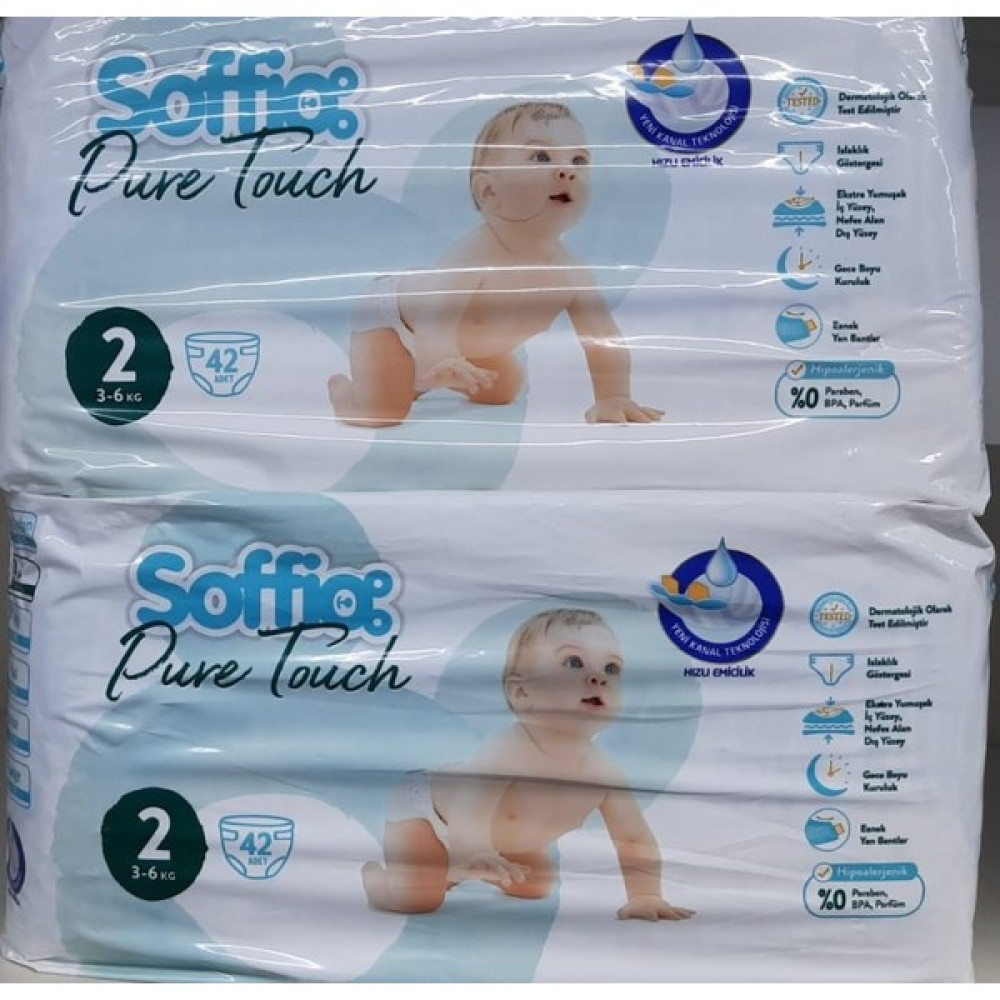 Brownhepsi Bebek Bezi Soffia Pure Touch 2 Numara 3-6kg 42 Li Paketten 2 Adet - 2 Beden 4 - 8 kg 72'li Bebek Bezi Fiyatı