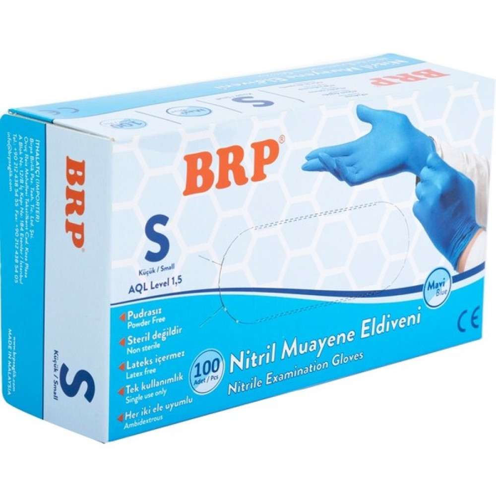 Brp Nitril Pudrasız Eldiven S 20'li - Mavi Temizlik Malzemeleri Fiyatı
