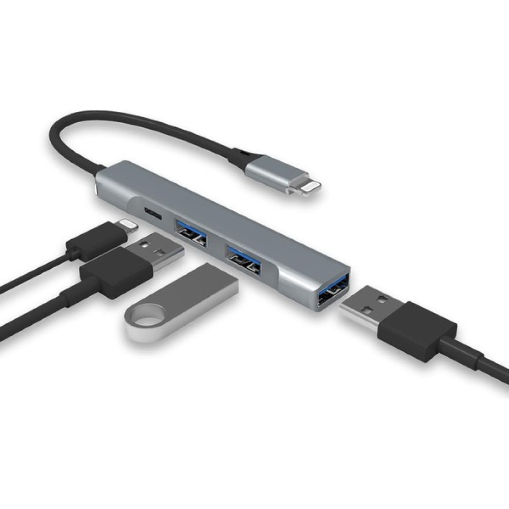 Brs Lightning To USB Hub 4'ü 1 Arada USB Otg Hub, 3 USB 3.0 Bağlantı Noktalı ve Hızlı Şarj Bağlantı Noktalı Bilgisayar Çevirici ve Adaptörü Fiyatı