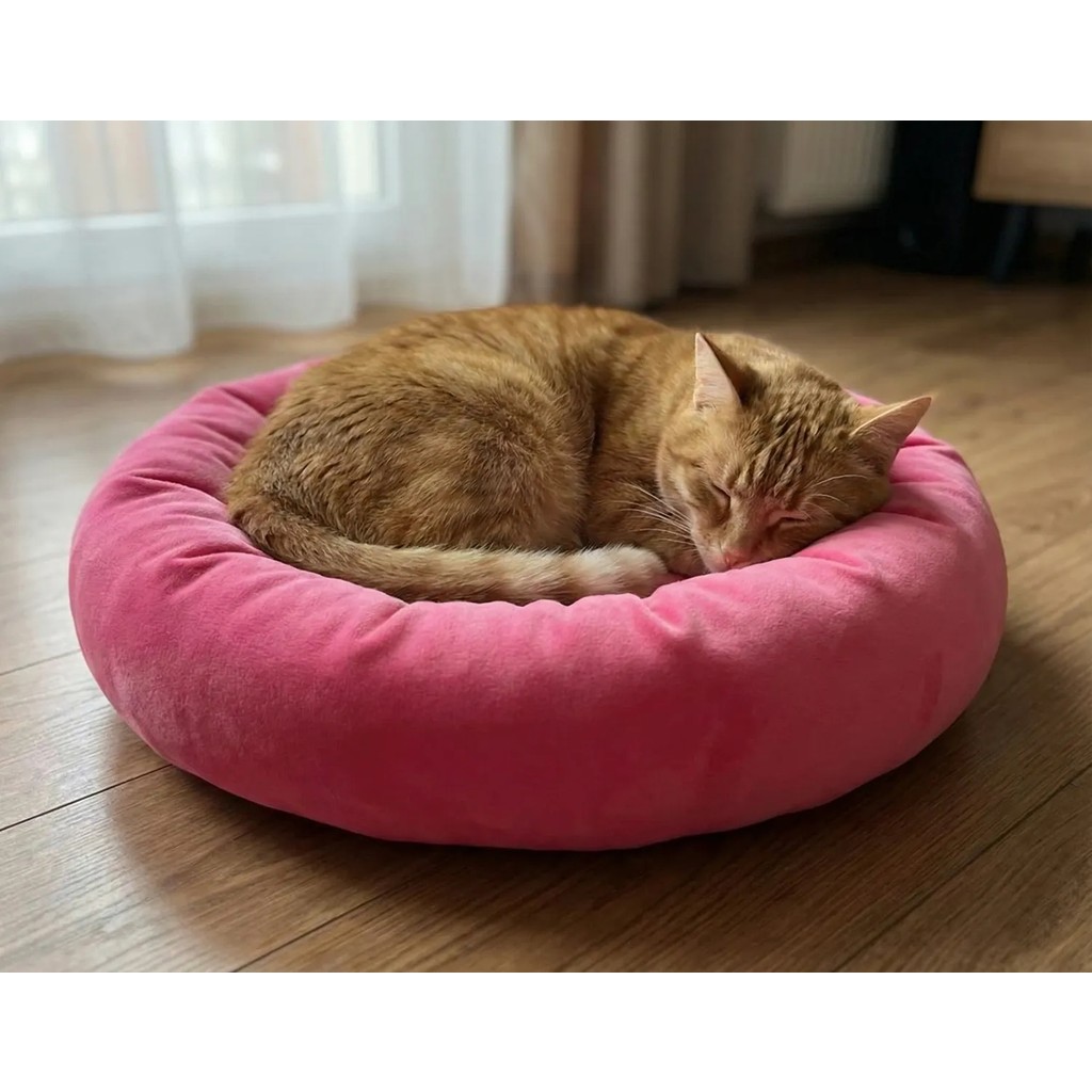 Brt Pet Polar Simit Kedi Yatağı, Küçük Irk Köpek Yatağı, 50 cm Çap - Pembe Diğer Fiyatı