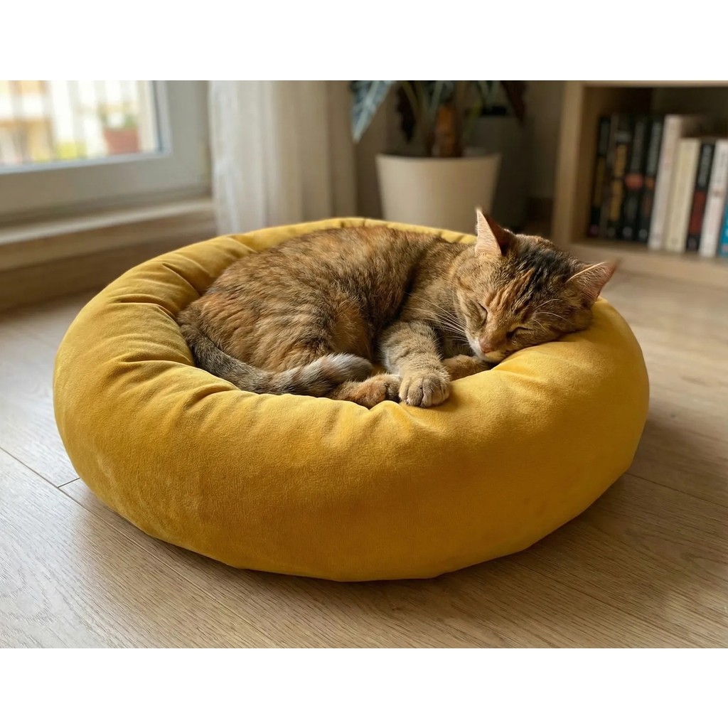 Brt Pet Polar Simit Kedi Yatağı, Küçük Irk Köpek Yatağı, 50 cm Çap - Sarı Diğer Fiyatı