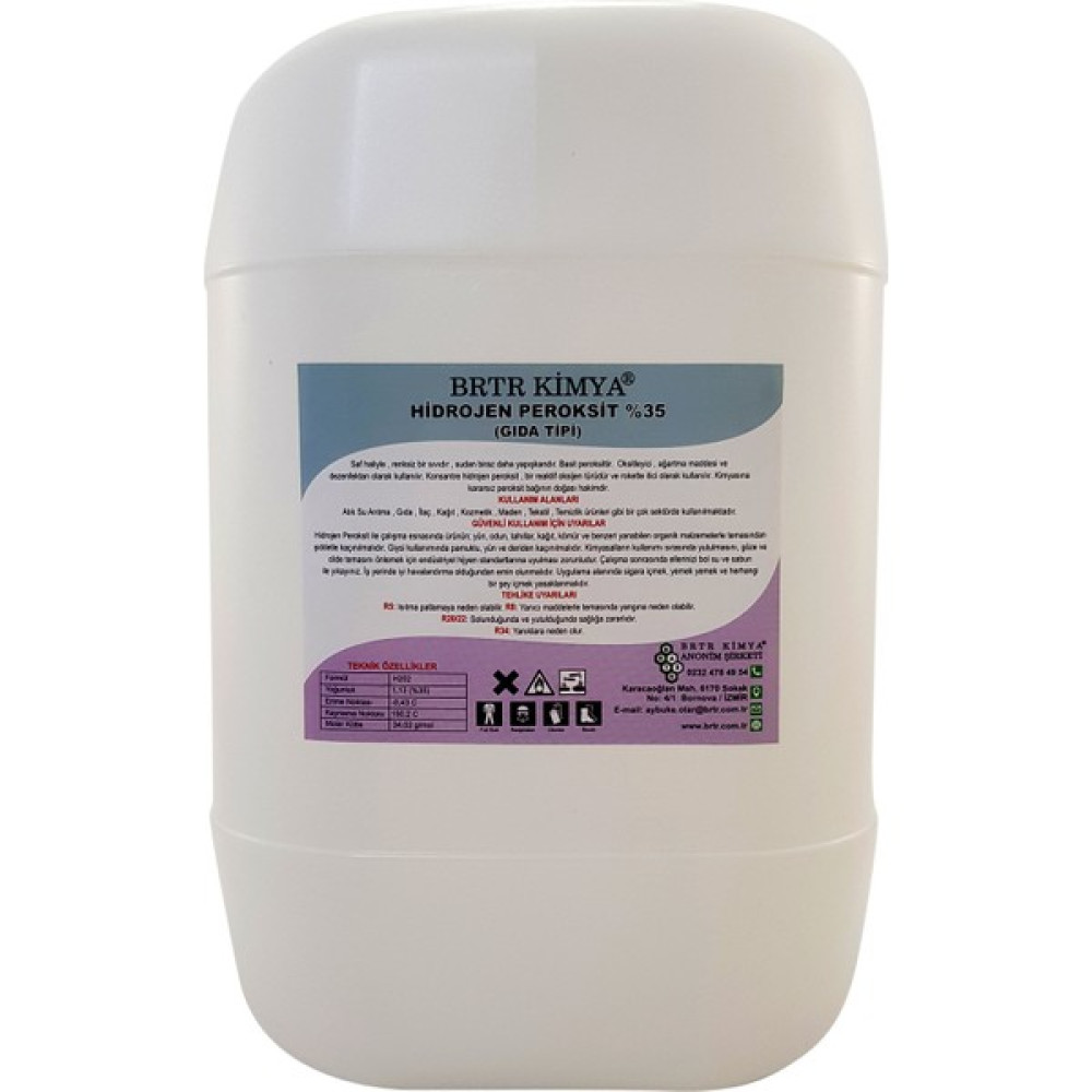 Brtr Kimya 10 Lt Hidrojen Peroksit %35 -Food Grade Nalburiye & Hırdavat Fiyatı