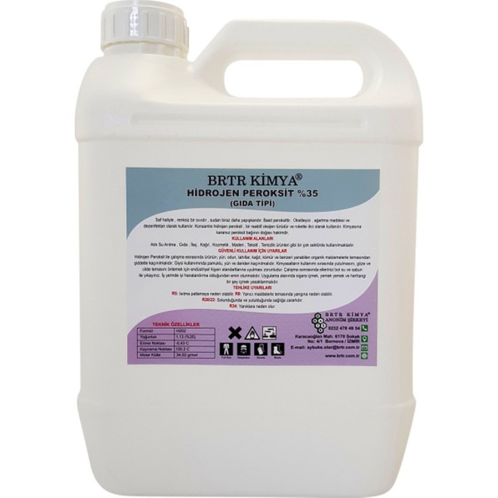 Brtr Kimya 5 Lt Hidrojen Peroksit - %35 Food Grade Gıda Tipi - Avrupa İthal Nalburiye & Hırdavat Fiyatı