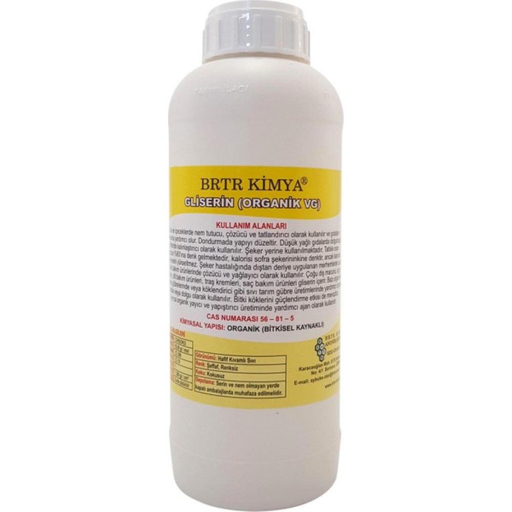 Brtr Kimya Bitkisel Gliserin Vg -1 Kg -Usp/Ep %99,84- İthal Ürün Nalburiye & Hırdavat Fiyatı