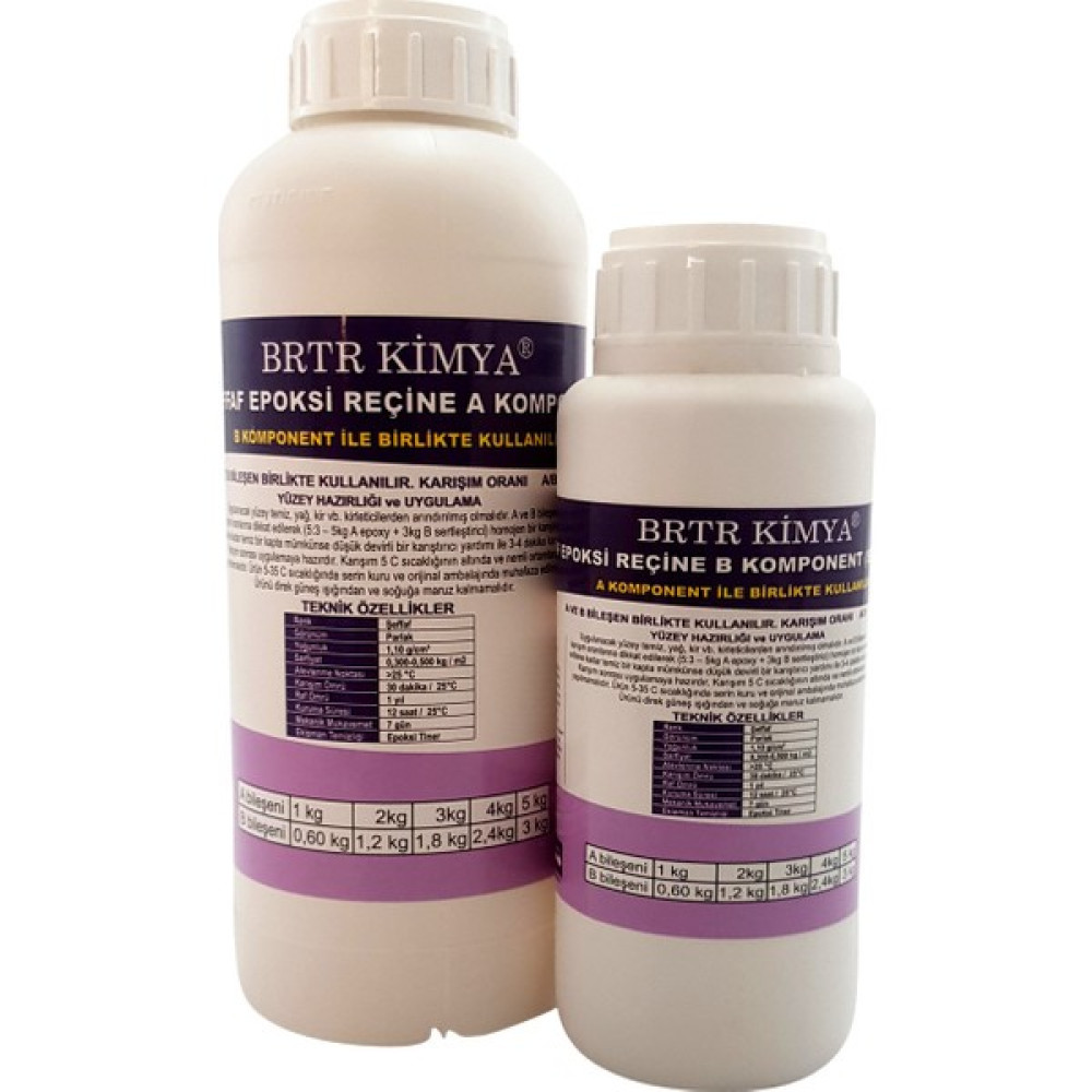 Brtr Kimya Şeffaf Epoksi Reçine - 1,6 Kg Hobi Seti (1 kg reçine - 0,6 kg serteştirici) Boyalar & Boyacı Aletleri Fiyatı