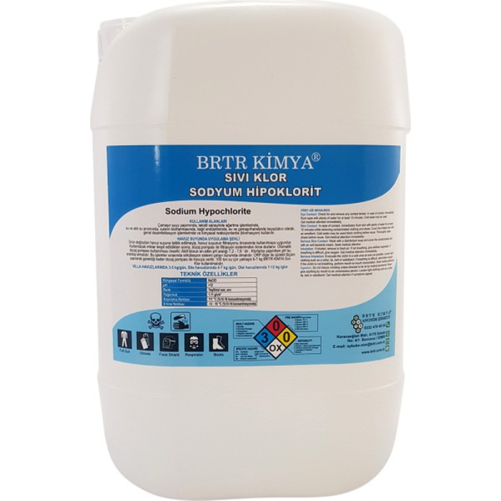 Brtr Kimya Sıvı Klor - 12 Kg (Sodyum Hipoklorit) Bahçe Malzemeleri Fiyatı