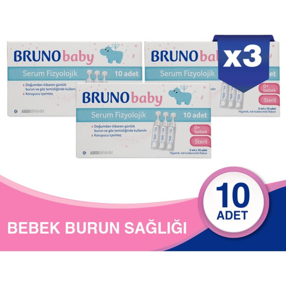 Bruno Serum Fizyolojik 10 Flakon 3 Adet - Abdi İbrahim Burun Aspiratörü Fiyatı