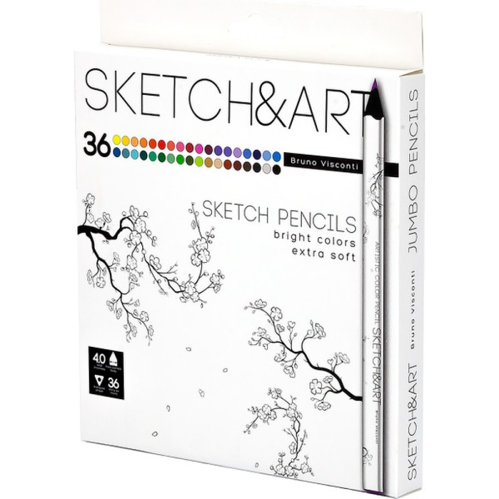 Bruno Visconti Sketch&art Profesyonel Kuru Boya Kalemi Kalın Gövde 4 mm Grafit 36 Renk Kuru Boya Kalemi Fiyatı