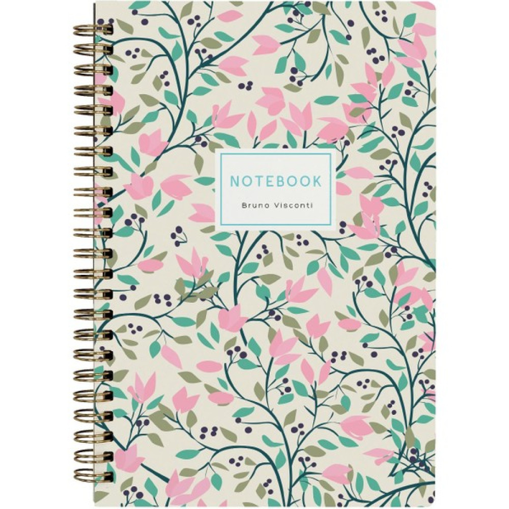 Bruno Visconti Spiralli Sert Kapak Defter, А5, Bruno Visconti "flower Hapıness", 120 Sayfa, Çizgili - Beyaz - Yeşil Not Defteri & Bloknot Fiyatı