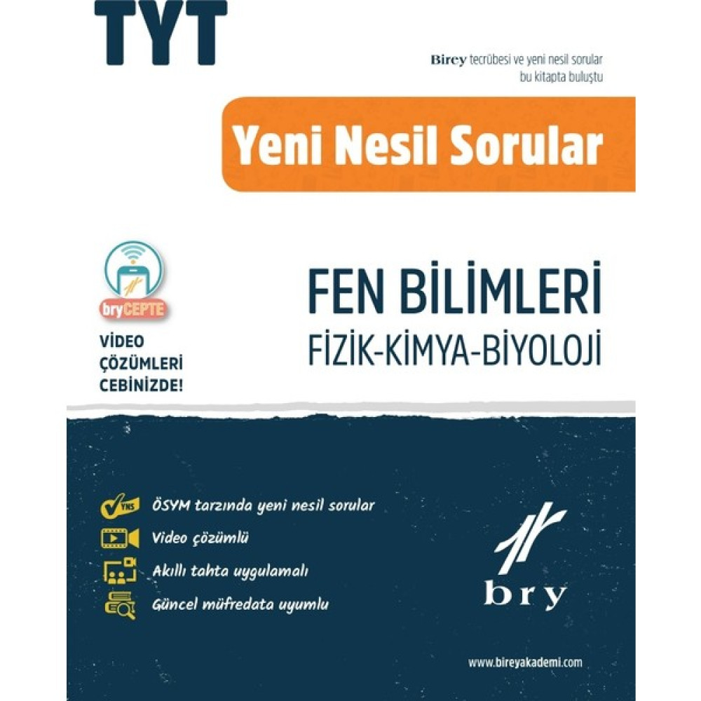 Bry Birey Eğitim Yayınları TYT Yeni Nesil Sorular Fen Bilimleri (Fizik-Kimya-Biyoloji) Ders Sınav Kitapları Fiyatı