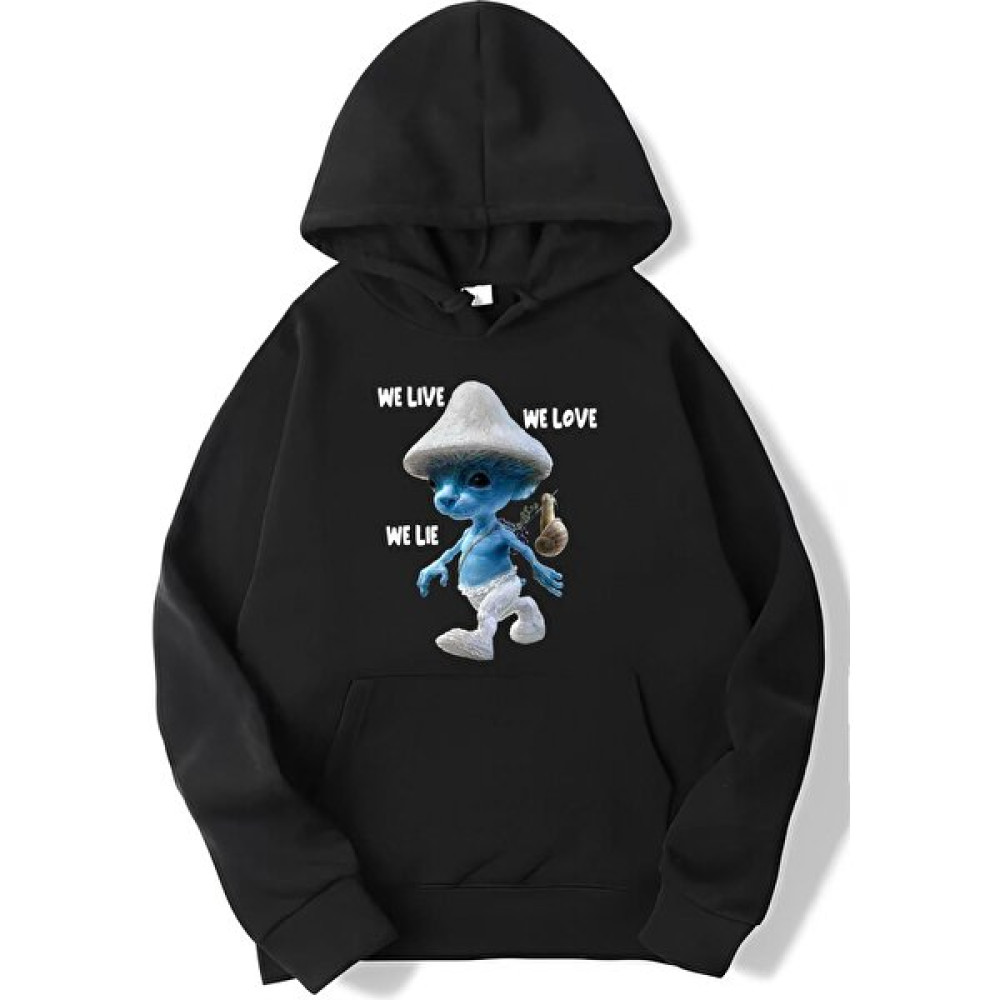 Brz Collection Oversize Smurf Cat We Live We Love We Lie Hoodie Erkek Sweatshirt Fiyatı