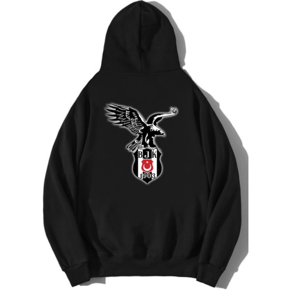 Brz Collection Unisex Oversize Beşiktaş Kartal Logo Baskılı Hoodie Erkek Sweatshirt Fiyatı