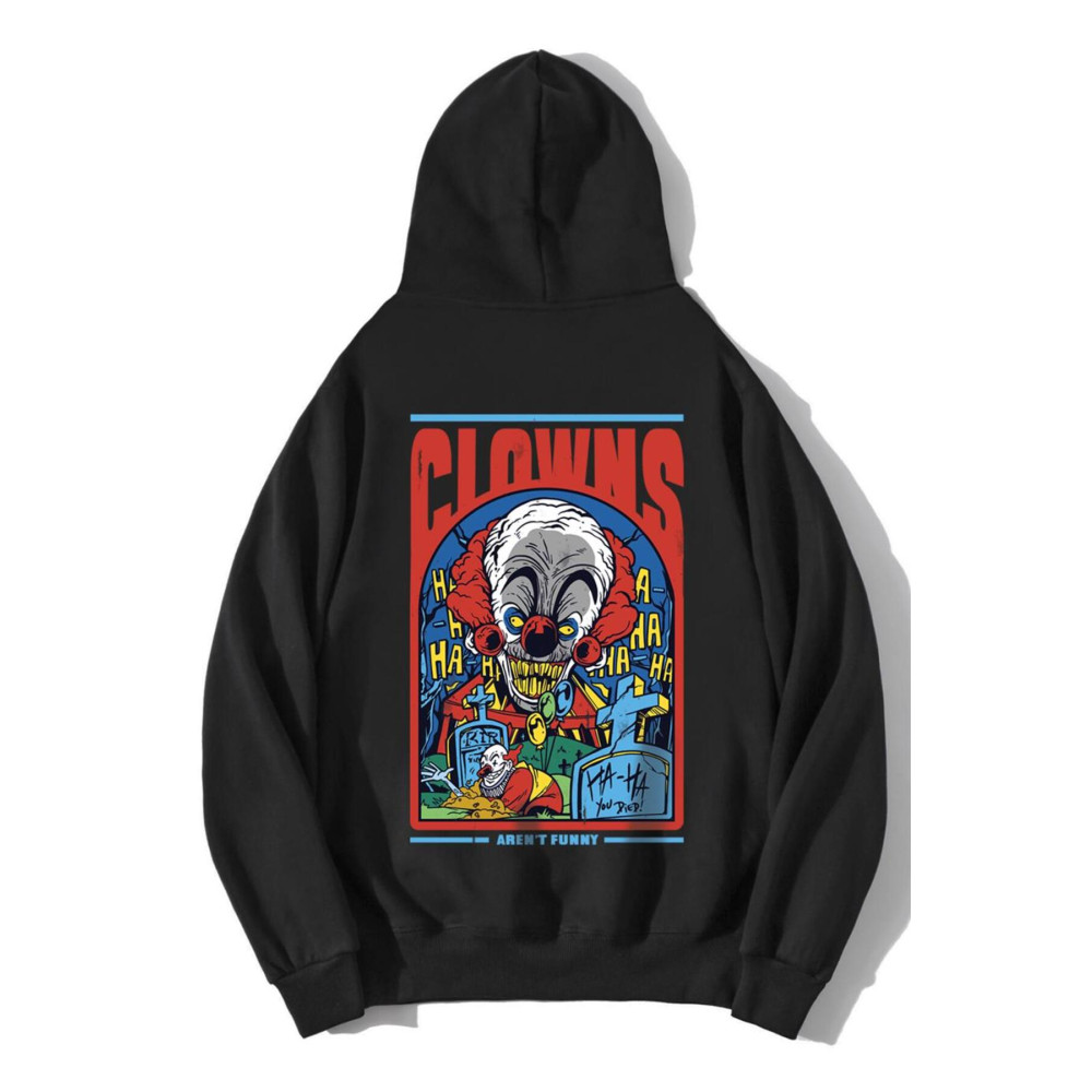 BRZ COLLECTION Unisex Oversize Clowns No Funny Hoodie L Beden Bayan Sweatshirt Fiyatı