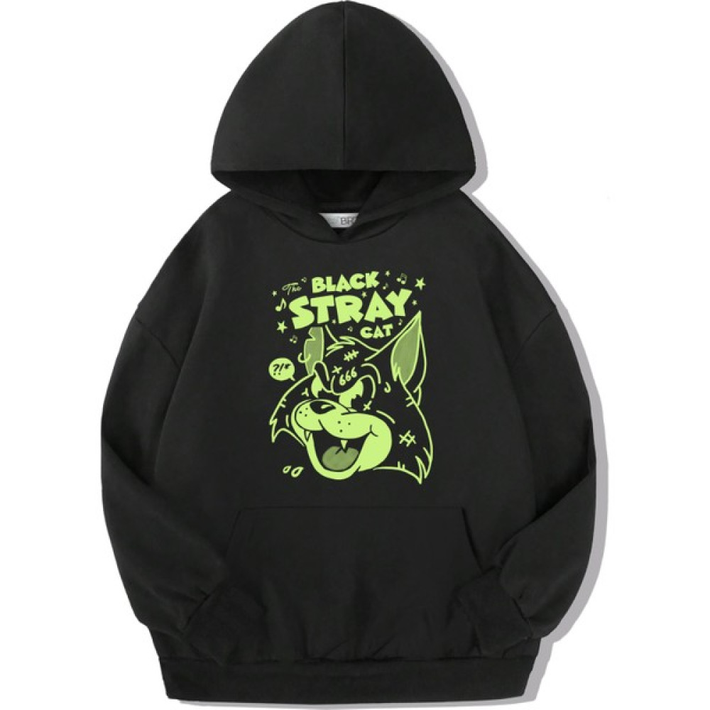 Brz Kids Unisex Çocuk Black Stray Cat Hoodie Sweat Erkek Çocuk Sweatshirt Fiyatı