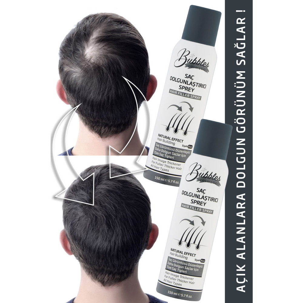 bs bubbles cosmetic Saç Dolgunlaştırıcı Sprey 150 ml Siyah - Suda Yağmurda Akmaz Saç Boyası Fiyatı