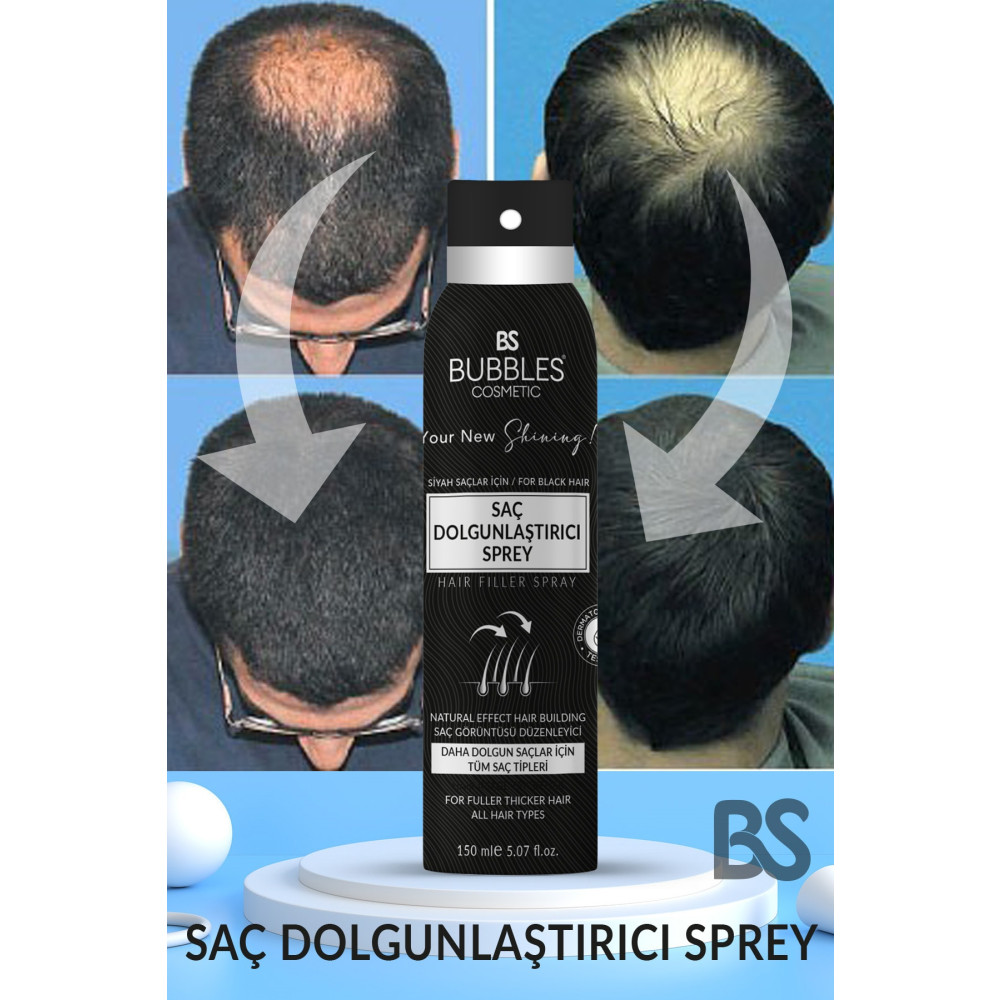 bs bubbles cosmetic Saç Dolgunlaştırıcı Sprey Waterproof -siyah 150ml Saç Boyası Fiyatı