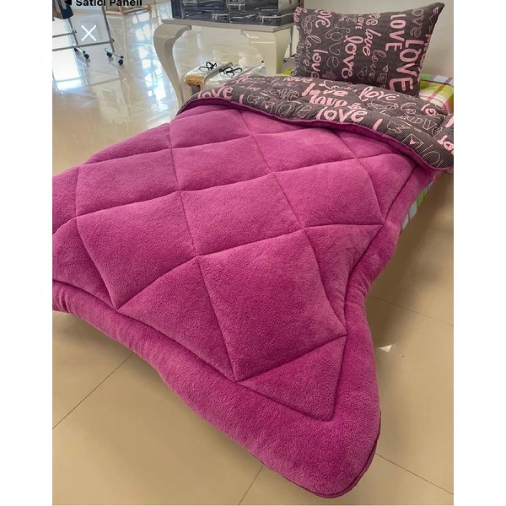 Bs Home Tekstil Welsoft Tek Kişilik Yorgan Çift Tarafli - Antrasit - Fuşya - 155 x 215 cm Yorgan Fiyatı